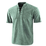 Camisa Retro Masculina Gola Gravata Camisa De Manga Curta Verão