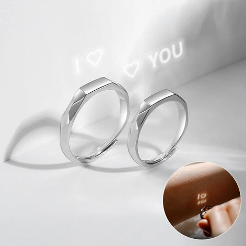 Light Reflect Love Pattern S925 Sterling Silver Rings Wedding Gift