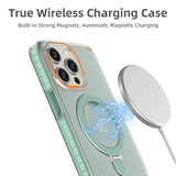 Nova Magesafe Magnetic Semi Transparente Wireless Charge Case para iPhone Colorida Magnetic Bracket Phone Case com suporte e capa para lente de câmera