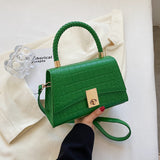 Bolsa de mão feminina verde estilo crocodilo com alça fashion bolsa da moda