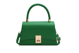 Bolsa de mão feminina verde estilo crocodilo com alça fashion bolsa da moda