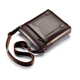 color brown PU leather shoulder bag for men laying down position