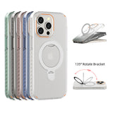 New Magesafe Magnetic Semi Transparent Wireless Charge Case For iPhone Colored Magnetic Bracket Phone Case With Holder Stand and Camera Lens Cover