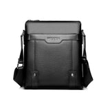 PU leather crossbody bag for men color black facing front part showing his logo brand WEIXIER