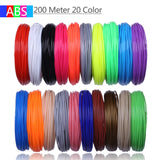 ABS PLA 1.75mm Filament Consumables for 3D Printing Pen 200m 20 color