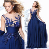 Blue Lace Flower Mirror Backless Wedding Bride Bridal Gown Dinner Party Stage Host Dress