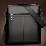 color black PU leather crossbody bag for men facing back part showing his zipper