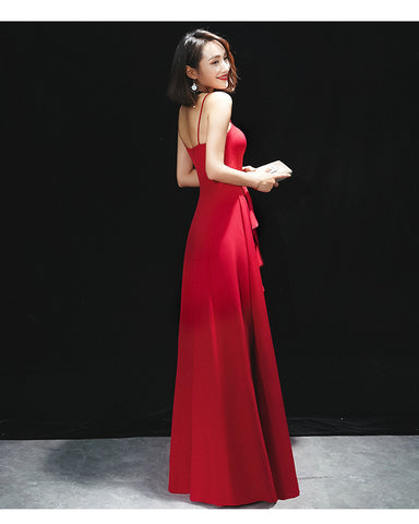 Sexy Sling Red Long Slim Wedding Evening Gown