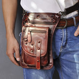 Bolsa de cintura punk masculina de couro legítimo, estilo cow boy, bolsa de quadril