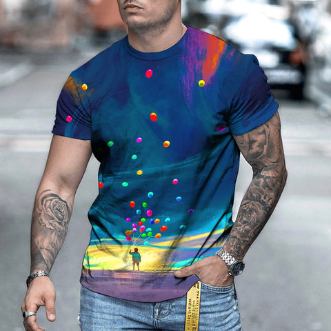 Camiseta Casual Masculina com Estampa 3D