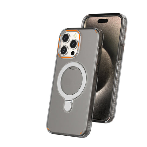 Nova Magesafe Magnetic Semi Transparente Wireless Charge Case para iPhone Colorida Magnetic Bracket Phone Case com suporte e capa para lente de câmera