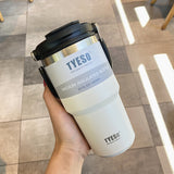 Tyeso 2 em 1 caneca quente e fria grande capacidade aço inoxidável bebida carro copo