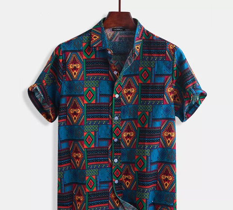 Beach Casual Short Sleeve printed shirt men