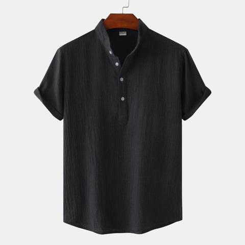 Camisa casual de cor sólida camisa de manga curta praia camiseta masculina tops verão