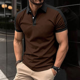 Camisas polo casuais masculinas, camisa de manga curta para negócios, verão