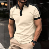 Camisas polo casuais masculinas, camisa de manga curta para negócios, verão