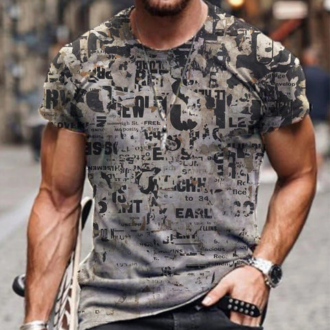 Camiseta Casual Masculina com Estampa 3D