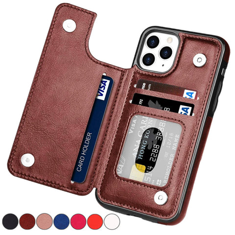 PU Leather Phone Case Card slot Solid Color Double Buckle Mobile for iPhone iPhone X 14 14ProMax 14Plus 15 15Plus 15Pro