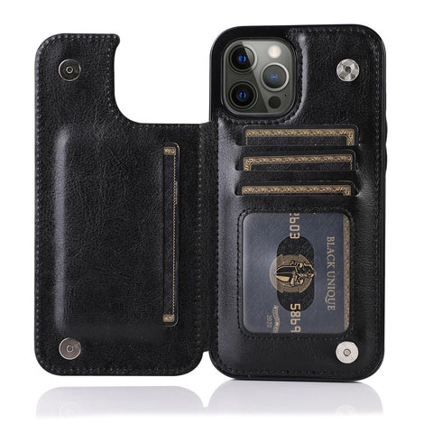 PU Leather Phone Case Card slot Solid Color Double Buckle Mobile for iPhone iPhone X 14 14ProMax 14Plus 15 15Plus 15Pro