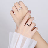 Light Reflect Love Pattern S925 Sterling Silver Rings Wedding Gift