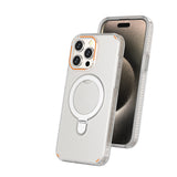 Nova Magesafe Magnetic Semi Transparente Wireless Charge Case para iPhone Colorida Magnetic Bracket Phone Case com suporte e capa para lente de câmera