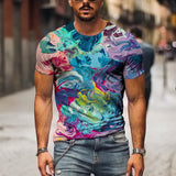 Camiseta Casual Masculina com Estampa 3D