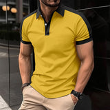 Camisas polo casuais masculinas, camisa de manga curta para negócios, verão