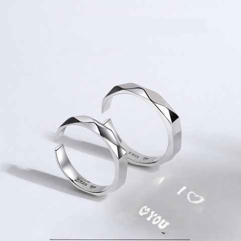 Light Reflect Love Pattern S925 Sterling Silver Rings Wedding Gift