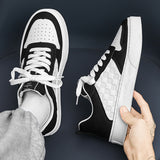 Breathable Plaid Flats Shoes Casual Lace-up Sneakers for Men Fashion